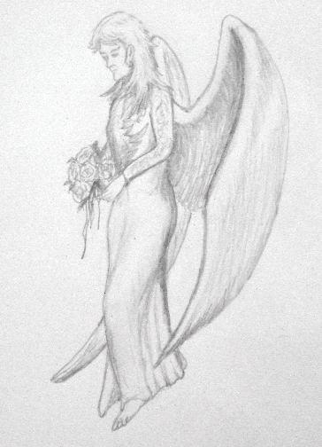 Your pencil drawn angel Keep it in a folder or paste it on your room's 