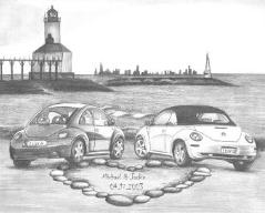 Drawings of Cars - Love Bugs