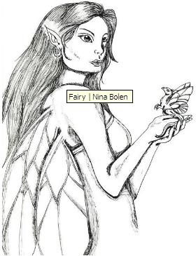 Ink drawings of fairies 1