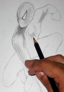 Pencil Drawings of Spiderman - Toning 1