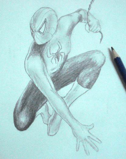 Pencil Drawings of Spiderman - Toning 4