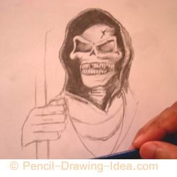 Pencil drawing of a skull - Sketch 4