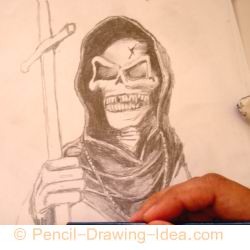 Pencil drawing of a skull - Sketch 5