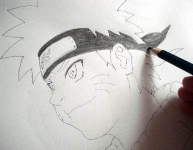 Pencil sketch of Naruto